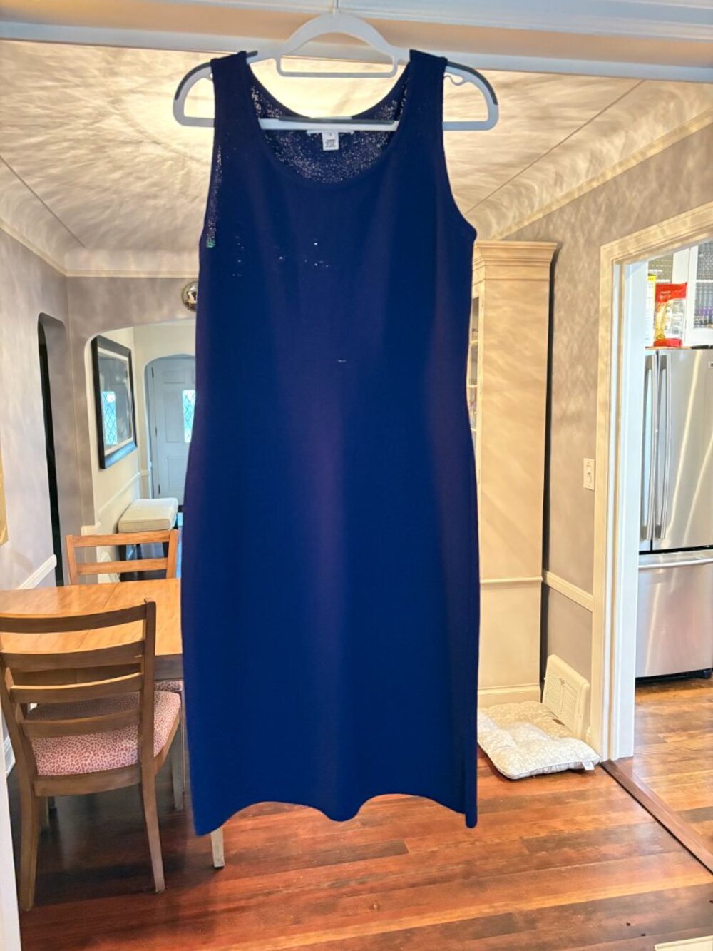 NWOT St. John Collection Blue Knit Wool Blend Sleeveless Sheath Dress. Size 4